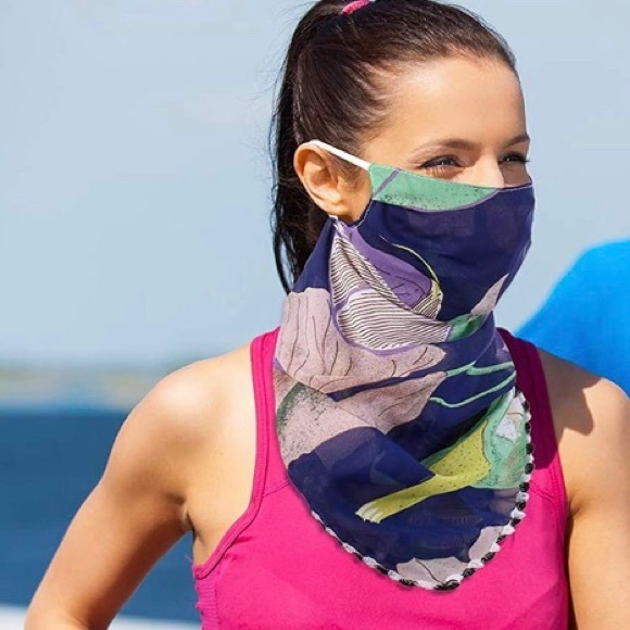 Accessories - Blue Floral Chiffon Face Mask